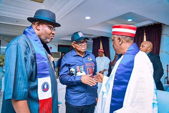 NDC National Chairman Moses Cleopas presents the party’s financial account at the National Executive Council meeting in Abuja ahead of the 2027 elections.